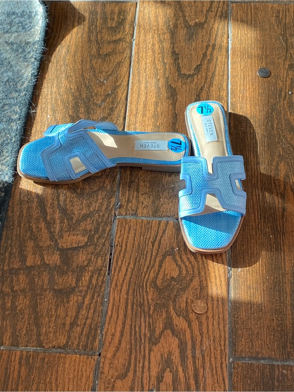 Steve Madden Light Blue Cutout Slide Mules